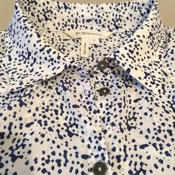 🎁NWOT BCBGeneration Navy/White, Long Sleeve, Elastic Waist, Classic Mini Dress - Picture 13 of 16